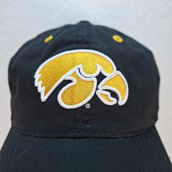 Iowa Hawkeyes NCAA Black Adjustable Strapback Dad Hat Cap The Game - Picture 2 of 9